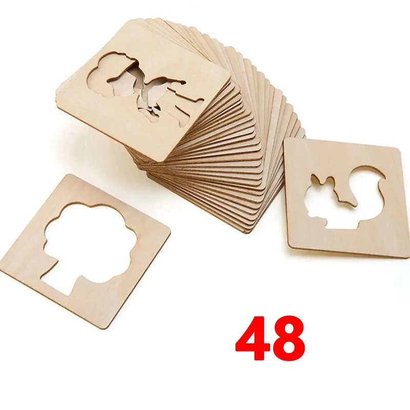 Pochoirs en Bois Montessori pour Enfants - Lot de 20 à 60 Pièces