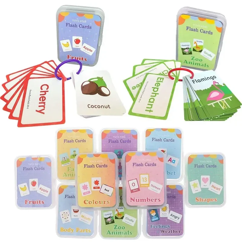 Cartes Éducatives en Anglais pour Enfants - Set de Cartes d'Apprentissage Cognitif