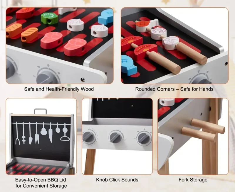 BBQ Grill en Bois pour Enfants