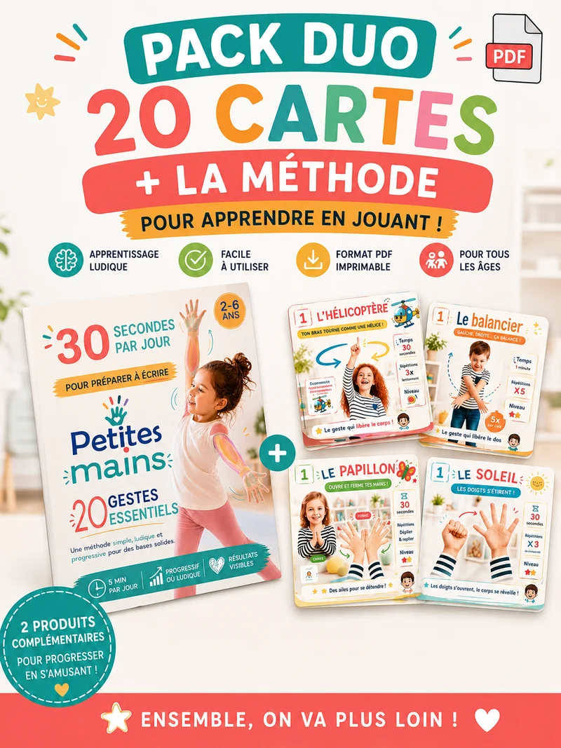 Pack Duo Petites Mains – Méthode PDF + 20 Cartes Exercices