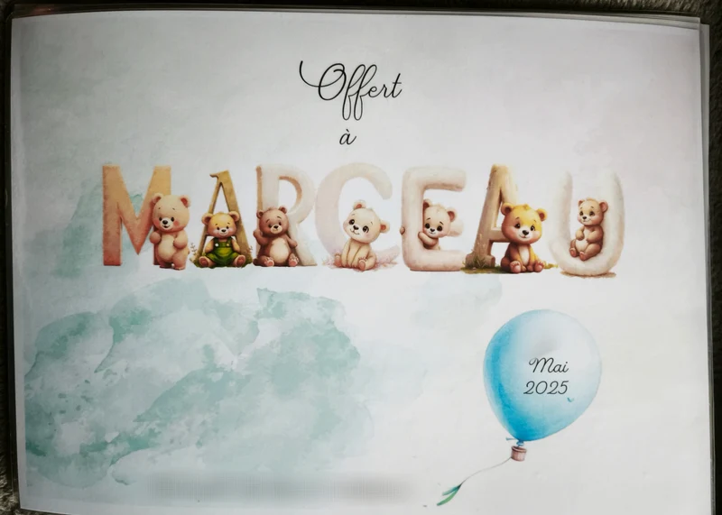 LIvret personnalisé "cadeau de Naissance jusqu'à 18 mois ,thème ourson