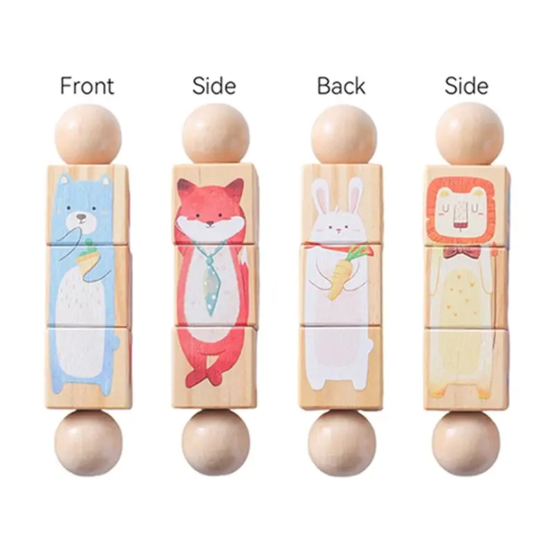 Jouet en Bois Éducatif Animaux - Puzzle Rotatif et Éveil Sensoriel