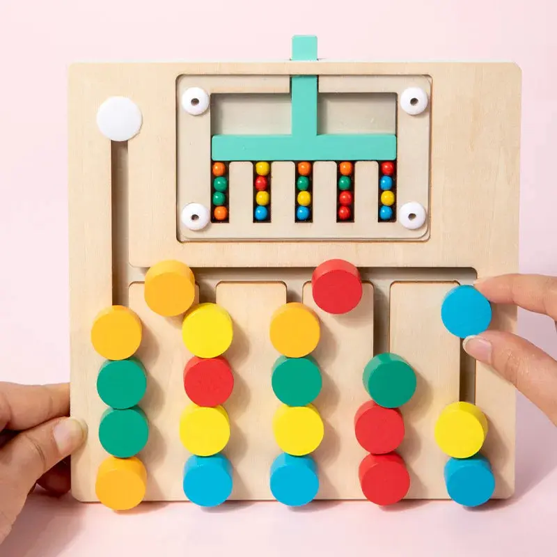 Jeu de logique Montessori en Bois – Développement des Couleurs et Motricité Fine