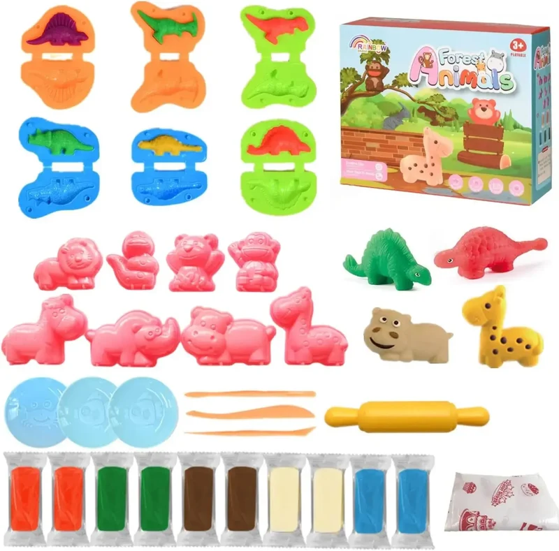 Set Pâte à Modeler Dinosaures et Animaux – Activité Créative pour Enfants