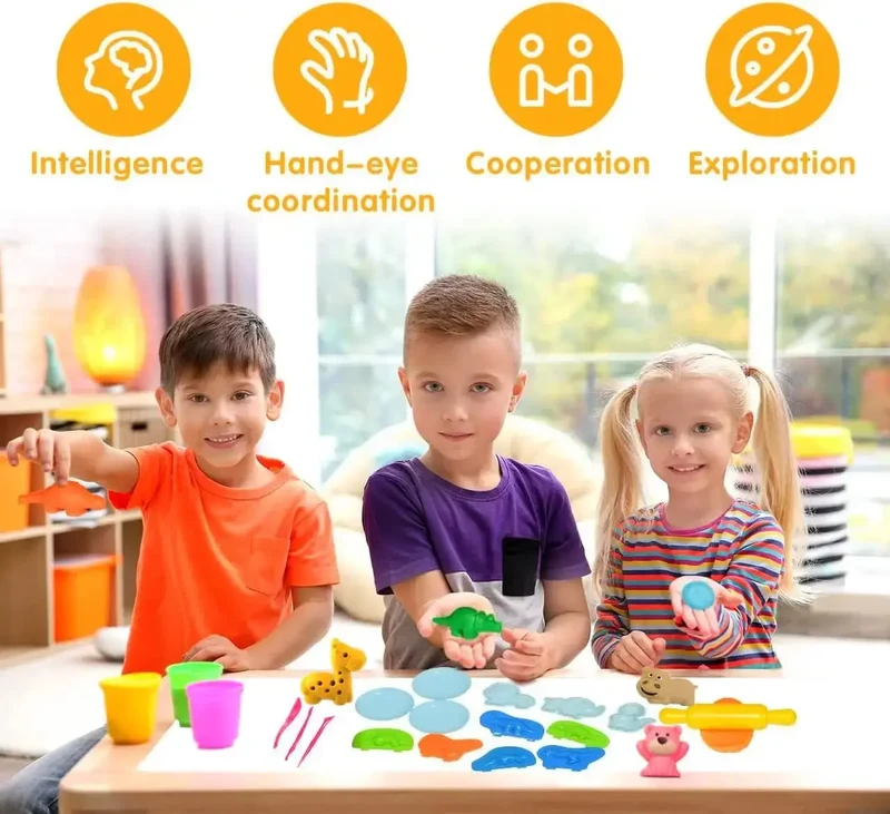 Set Pâte à Modeler Dinosaures et Animaux – Activité Créative pour Enfants
