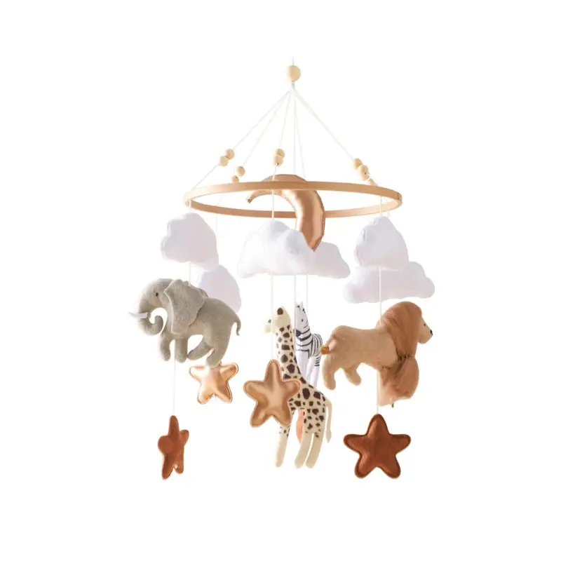 Mobile en Bois pour Berceau Bébé - Jouet Apaisant en Feutrine pour Nouveau-nés