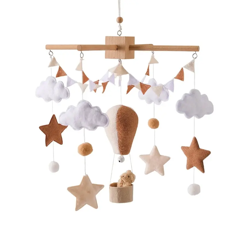 Mobile en Bois pour Berceau Bébé - Jouet Apaisant en Feutrine pour Nouveau-nés