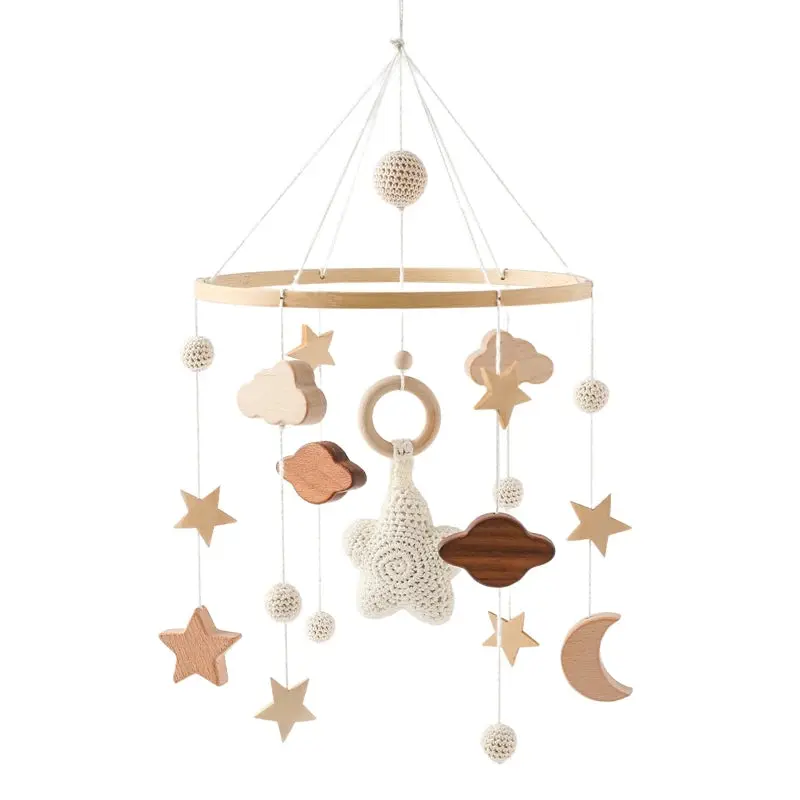 Mobile en Bois pour Berceau Bébé - Jouet Apaisant en Feutrine pour Nouveau-nés