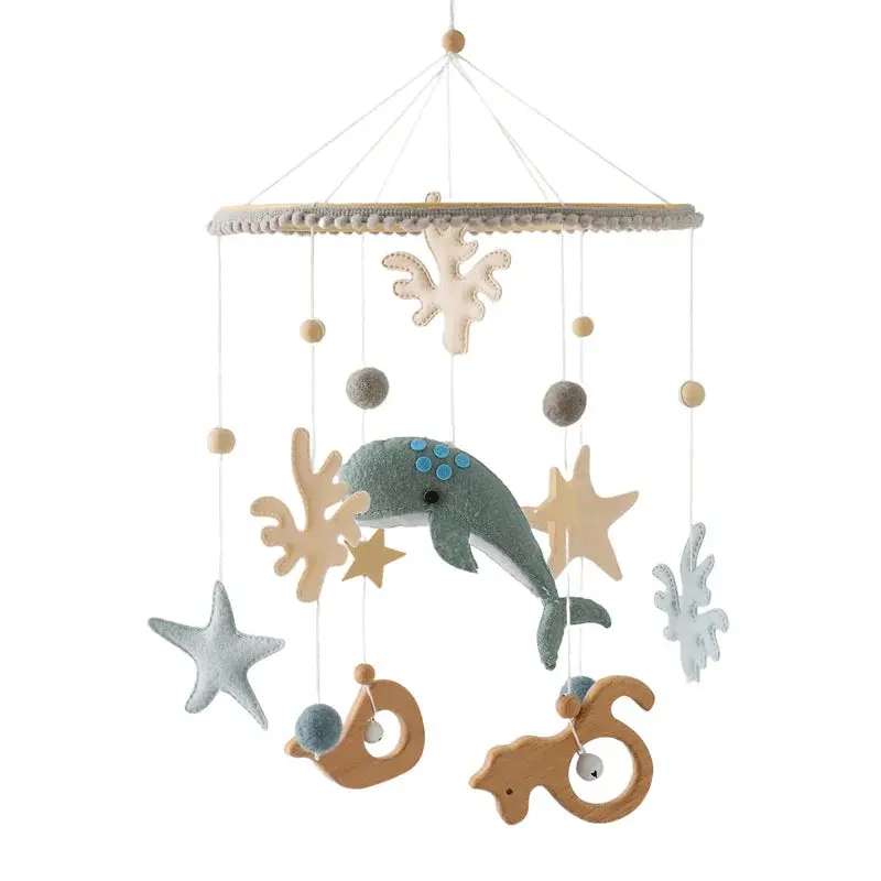 Mobile en Bois pour Berceau Bébé - Jouet Apaisant en Feutrine pour Nouveau-nés