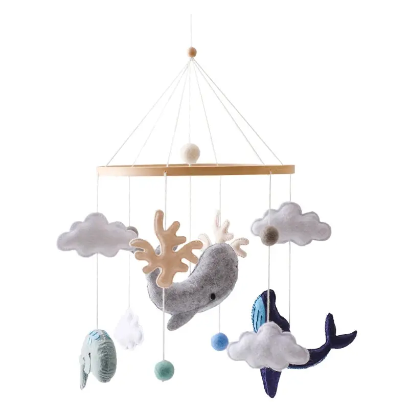 Mobile en Bois pour Berceau Bébé - Jouet Apaisant en Feutrine pour Nouveau-nés