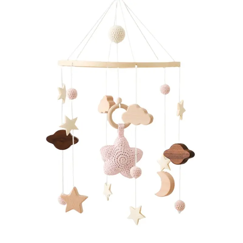 Mobile en Bois pour Berceau Bébé - Jouet Apaisant en Feutrine pour Nouveau-nés
