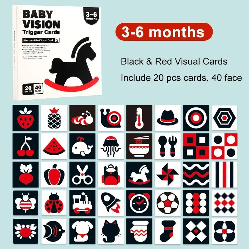 Cartes de stimulation visuelle pour bébé Montessori