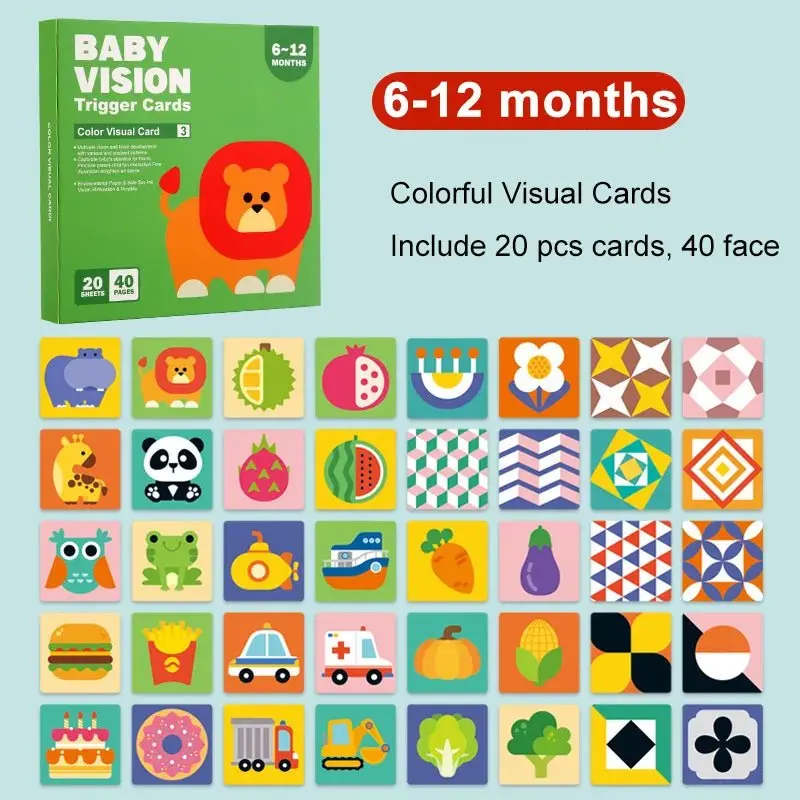 Cartes de stimulation visuelle pour bébé Montessori
