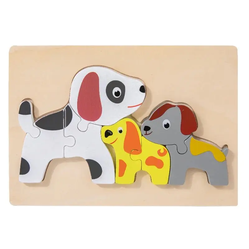 Jeu de puzzle en bois 3D pour enfants avec des animaux