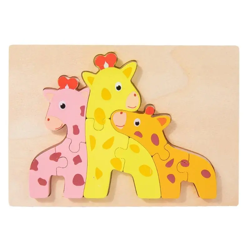 Jeu de puzzle en bois 3D pour enfants avec des animaux