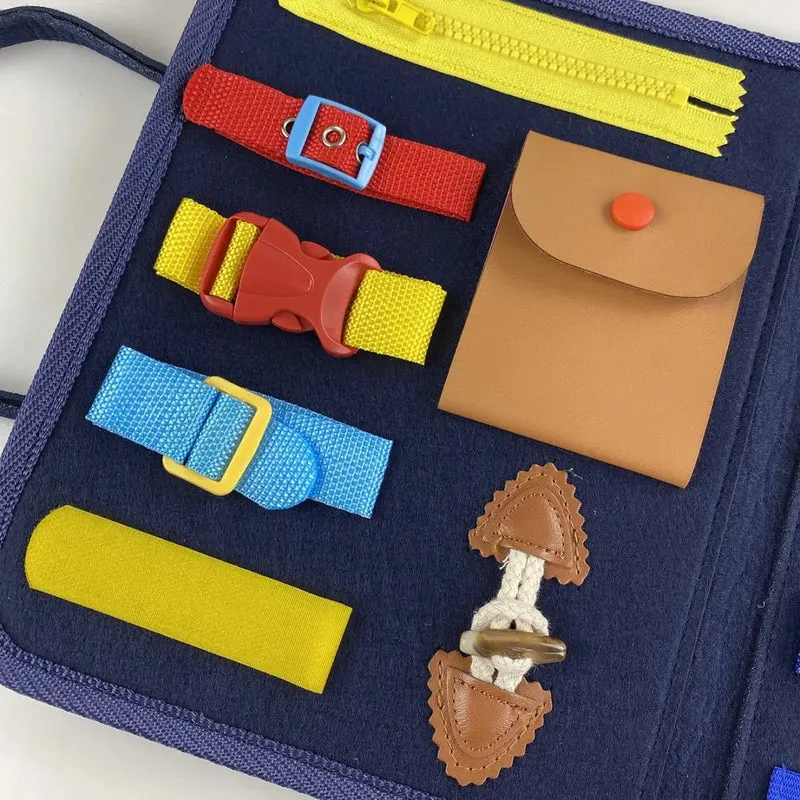 Planche apprentissage Montessori - Jeux de Fermeture Éclair et Boucles