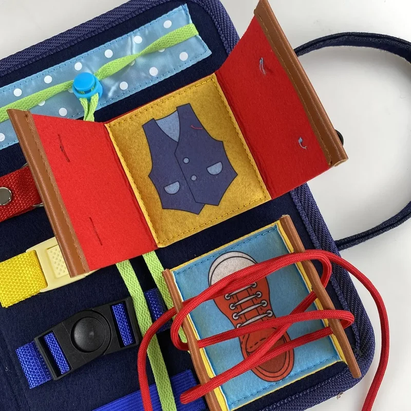 Planche apprentissage Montessori - Jeux de Fermeture Éclair et Boucles