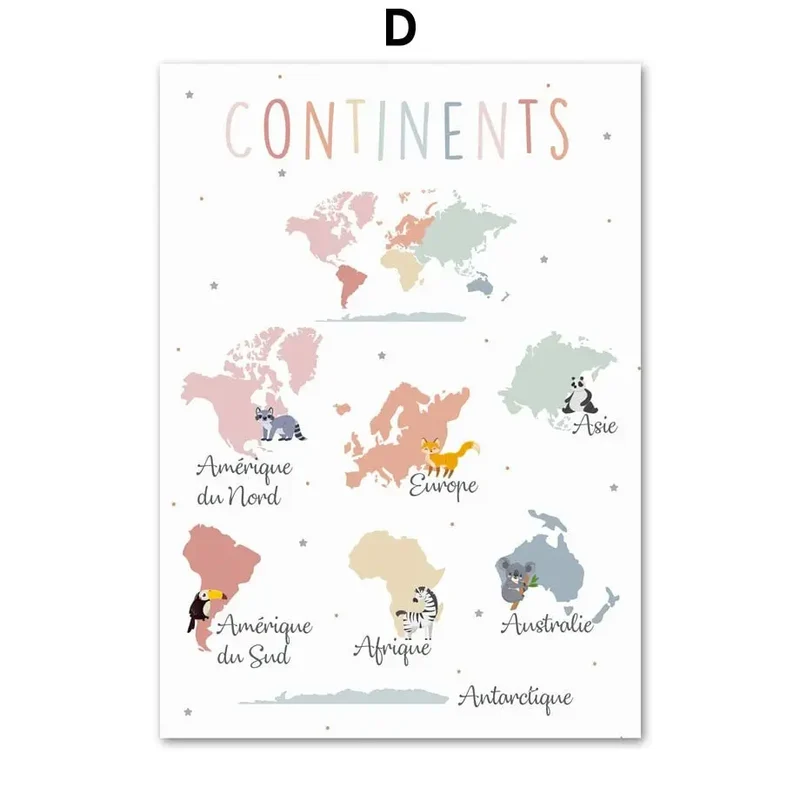 Posters Montessori d'apprentissage décoratifs