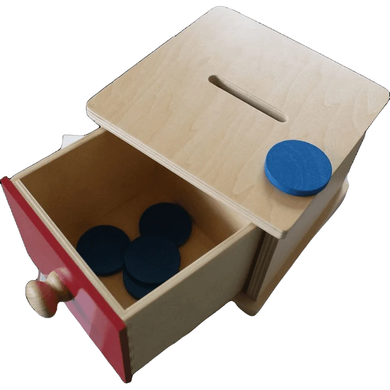 Boîte d'Encastrement Tiroir et Jetons Montessori