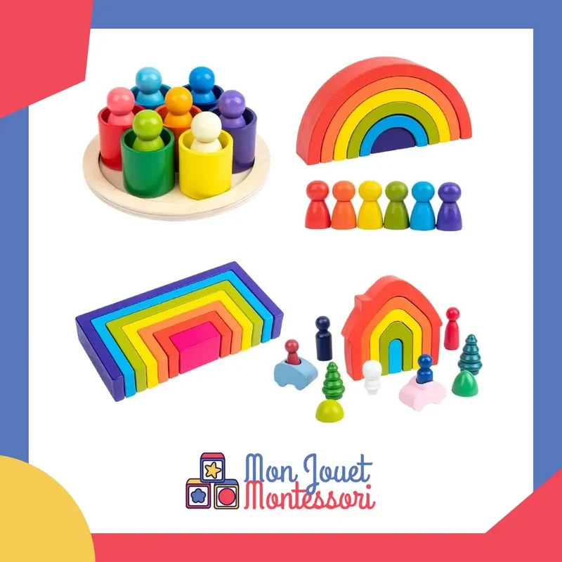 Petits Arc-En-Ciel Pastel En Bois