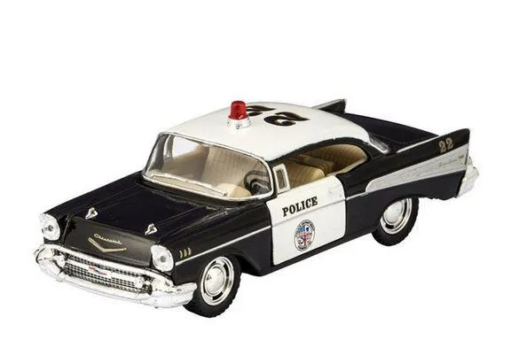 Die Cast Police Car Bel Air Black Pull Back - Voiture de police Bel Air noire en métal moulé sous pression à rétrofriction