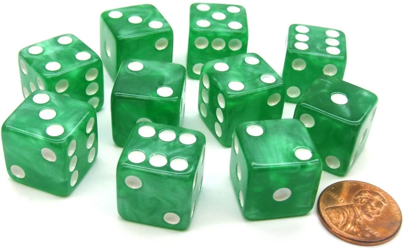 Marbleized Dice - Dés marbrés 16mm (Green/Vert)