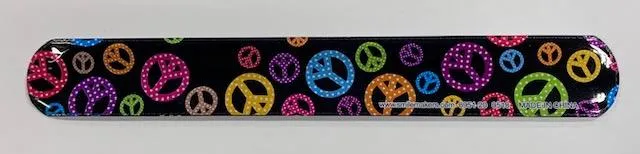 Slap Bracelet Rainbow Peace Signs / Bracelet à claquer avec symboles de paix arc-en-ciel
