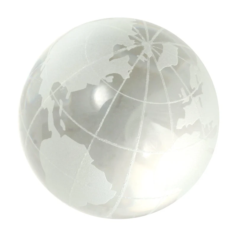 House of Marbles Handmade Frosted & Clear World Map / Carte du monde faite à la main, givrée et transparente 30mm
