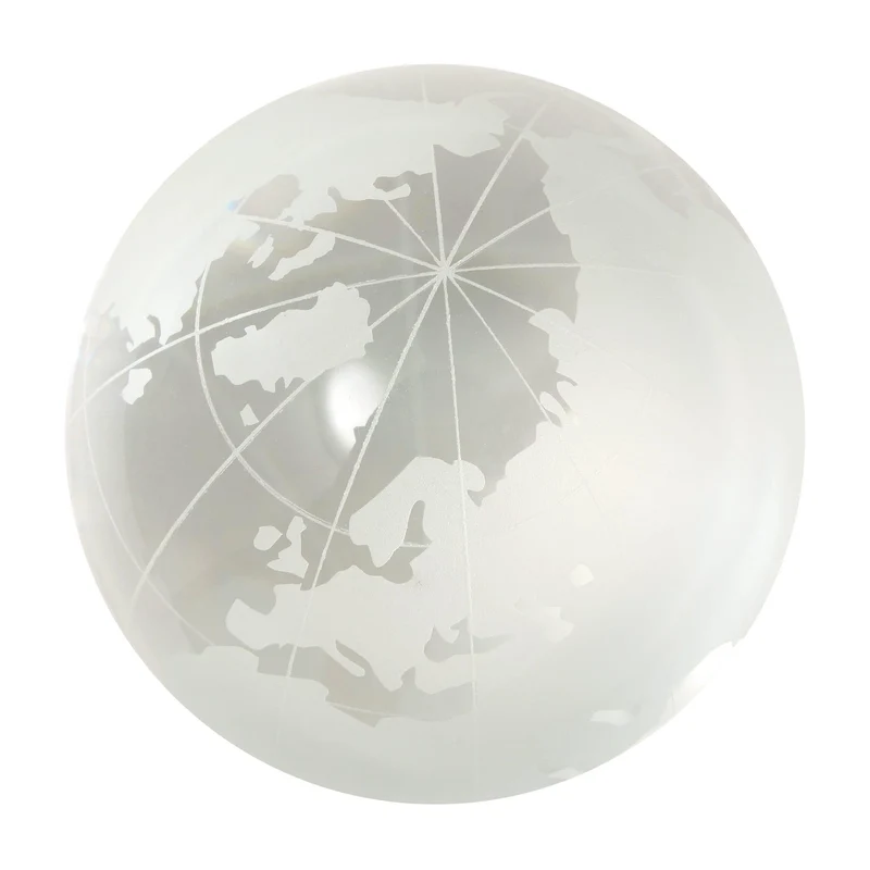 House of Marbles Handmade Frosted & Clear World Map / Carte du monde faite à la main, givrée et transparente 30mm