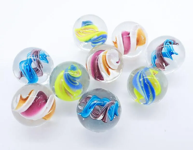House of Marbles Handmade Helter Skelter - Fait à la main (Pink/Orange/White - Rose/Orange/Blanc) 22mm