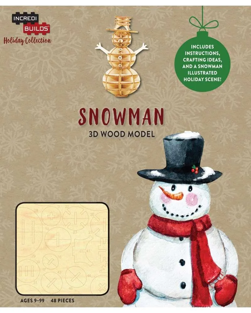 Incredibuilds Snowman wood 3D Model / Modèle 3D en bois de bonhomme de neige