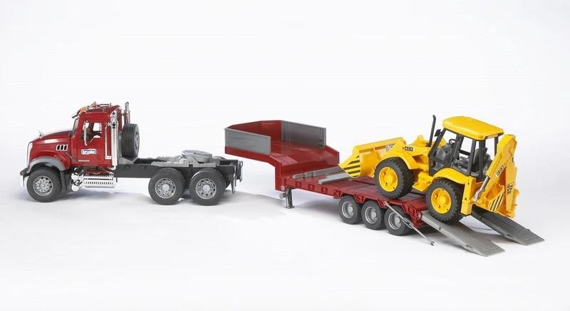 Bruder Mack Granite Flatbed Truck with Loader Backhoe / Camion Plateau en Granit avec Chargeuse-pelleteuse (Montreal, In-Store or Pickup ONLY/En magasin ou ramassage seulement)
