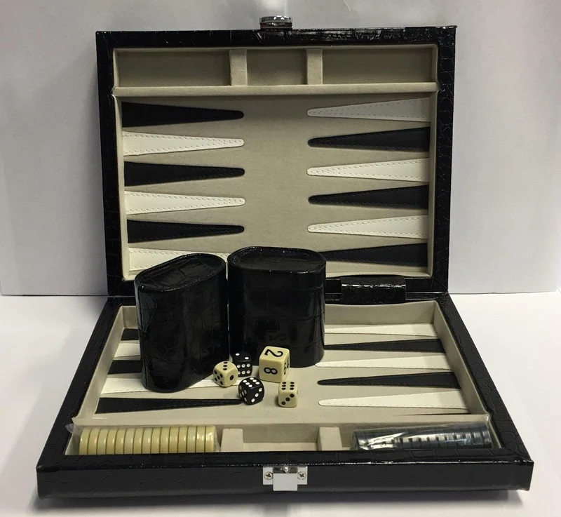 9" Faux Alligator Backgammon - Jacquet