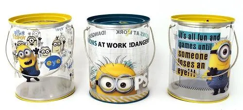 Minions at Work Tin Transparent Paint Can Bucket / Pot de peinture transparent en métal