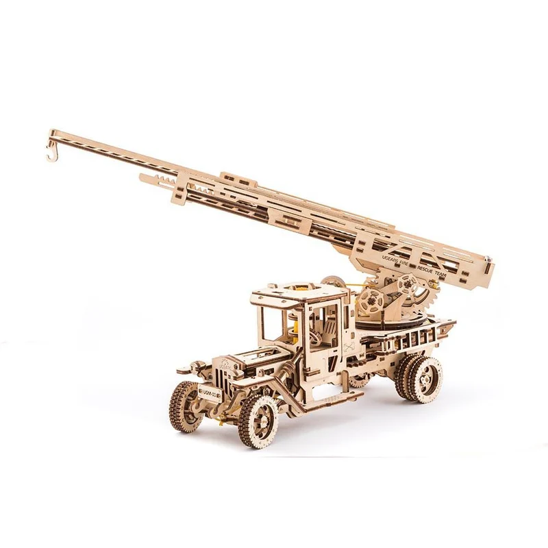 Ugears Model Fire Truck "Fire Ladder" / Ugears Camion de pompiers miniature Ugears «Fire ladder»