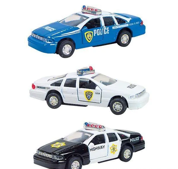 Die Cast Police Car Pull Back (Black) / Voiture de police moulée sous pression à rétrofriction (noire)