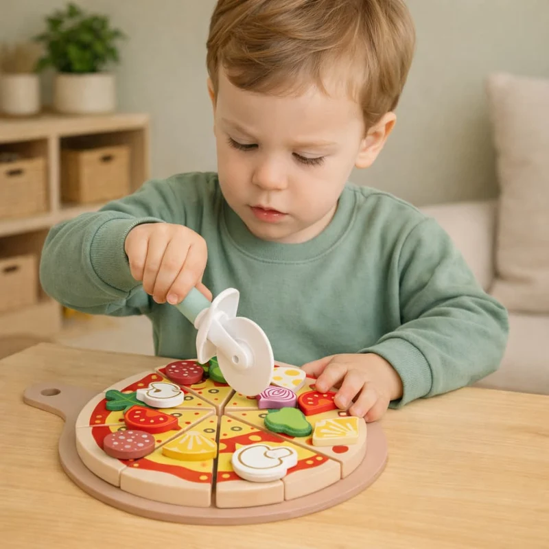 Pizza Montessori en Bois – Jeu de Cuisine & Autonomie 3–6 ans