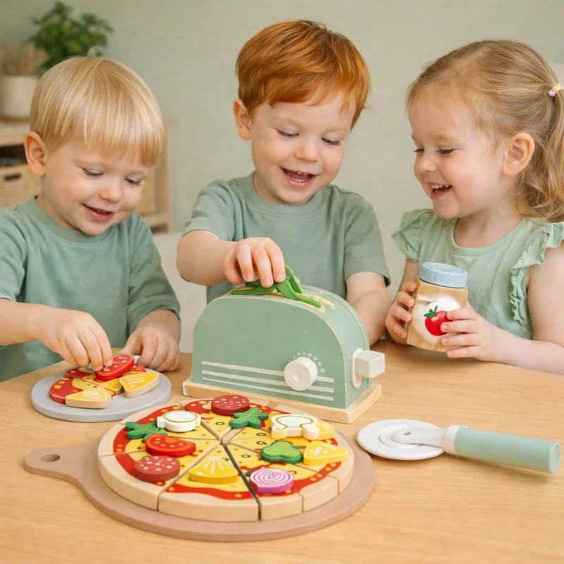Pizza Montessori en Bois – Jeu de Cuisine & Autonomie 3–6 ans