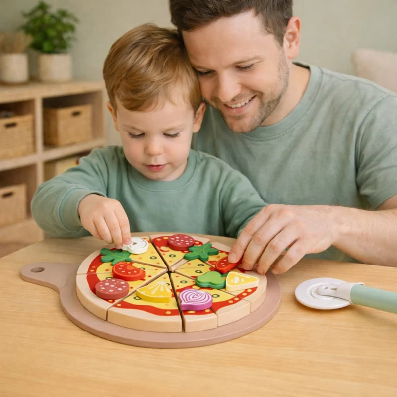 Pizza Montessori en Bois – Jeu de Cuisine & Autonomie 3–6 ans