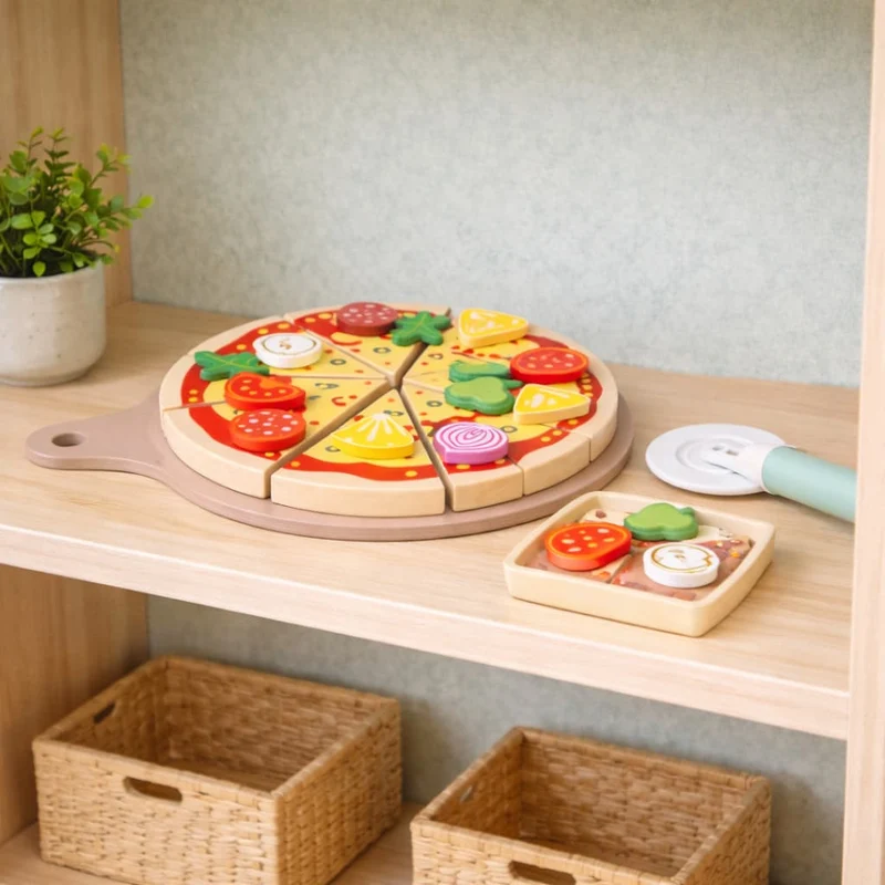 Pizza Montessori en Bois – Jeu de Cuisine & Autonomie 3–6 ans