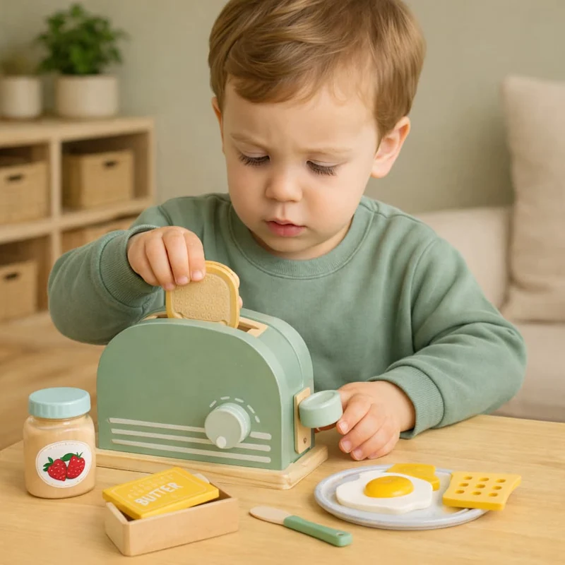 Jeux Montessori en Bois | Coffret Petit Déjeuner – Autonomie & Jeu de Cuisine