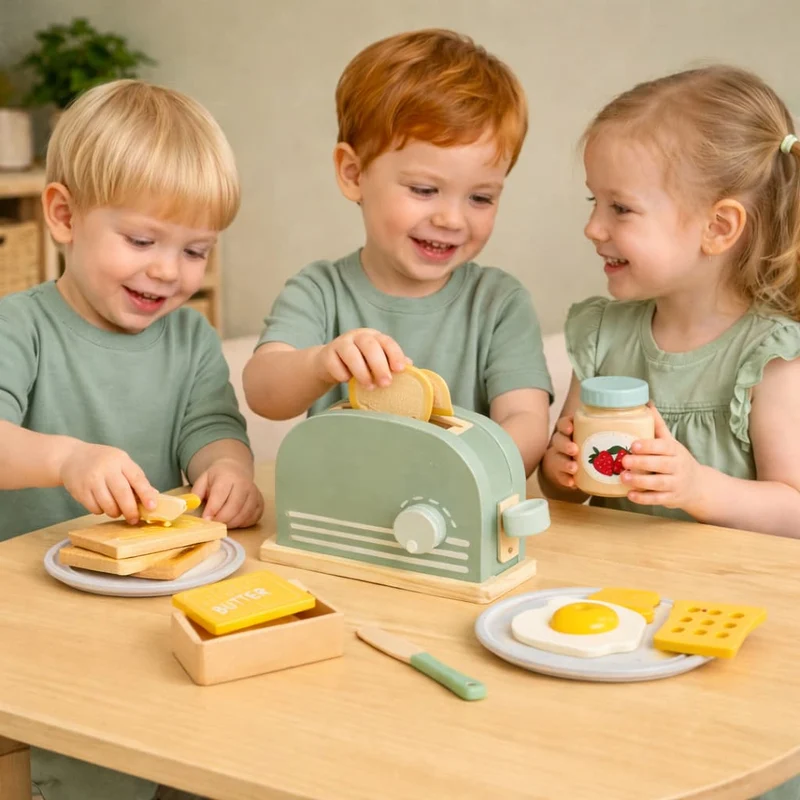 Jeux Montessori en Bois | Coffret Petit Déjeuner – Autonomie & Jeu de Cuisine