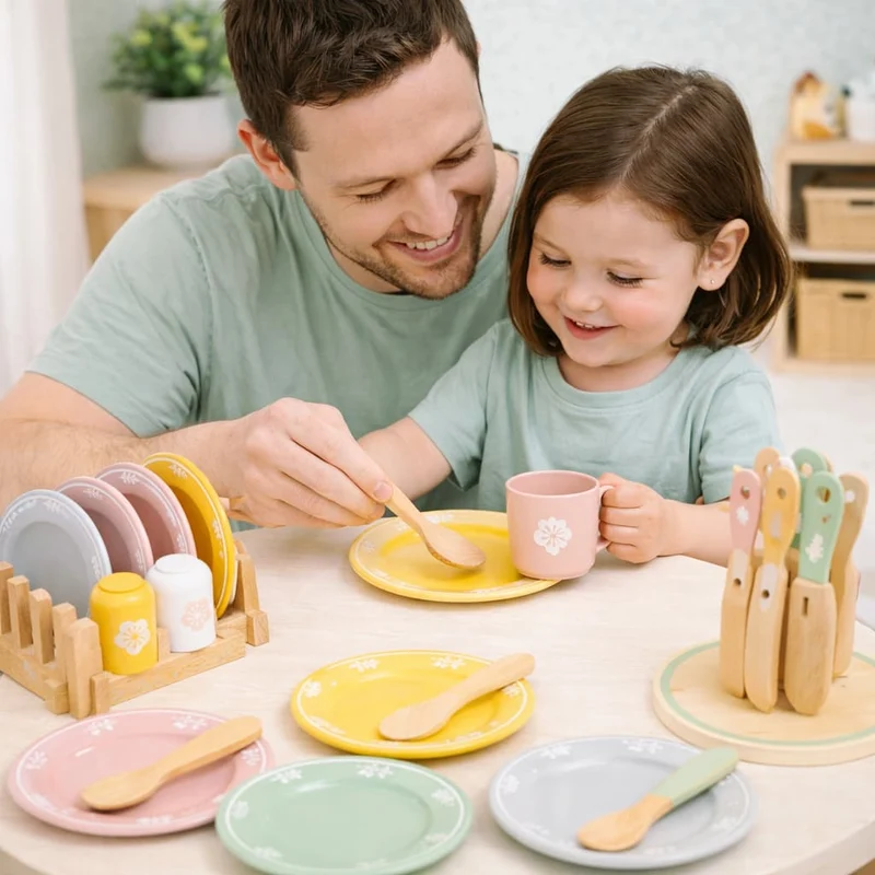 Jeux Montessori en Bois | La Vaisselle de Maman - Jeu de Rôle & Autonomie