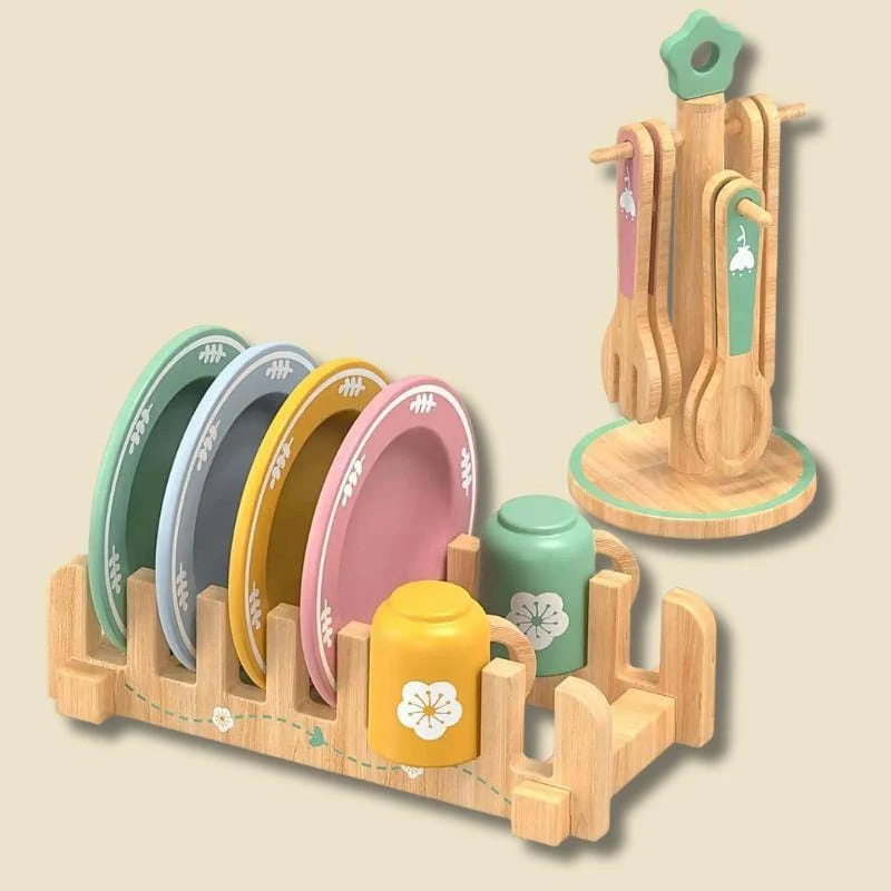 Jeux Montessori en Bois | La Vaisselle de Maman - Jeu de Rôle & Autonomie