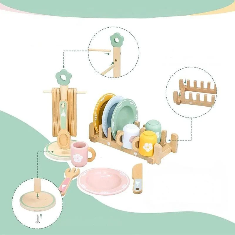 Jeux Montessori en Bois | La Vaisselle de Maman - Jeu de Rôle & Autonomie