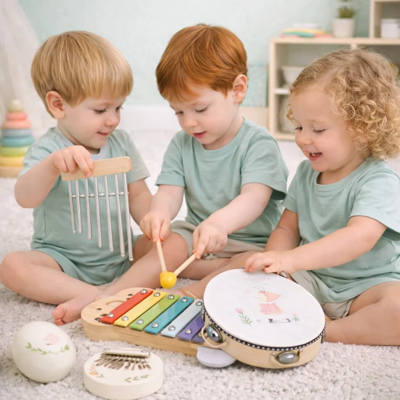 Jeux Montessori en Bois | Coffret Musical Percussion – Éveil Sensoriel & Motricité