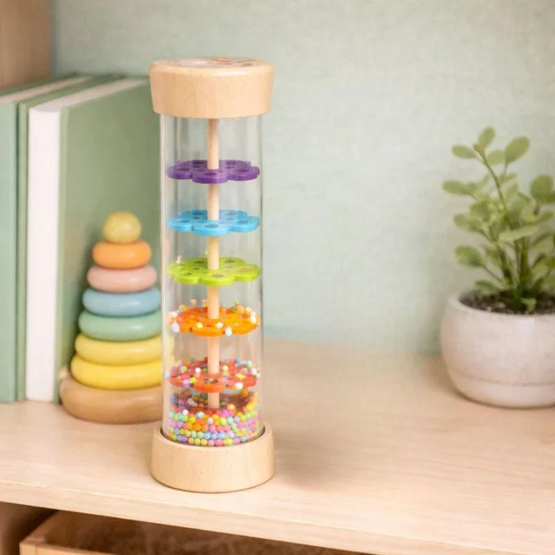 Jouet Bébé Montessori | Hochet Perles Arc-en-Ciel – Éveil Sensoriel & Apaisement