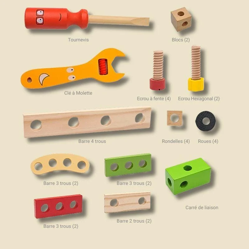 Jeux Montessori en Bois | Je Construis, je Répare – Logique & Motricité Fine