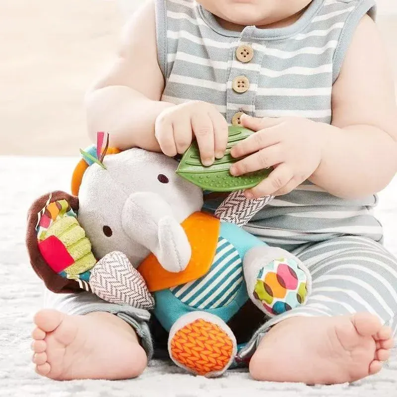 Jouet Montessori Bébé | Peluche Sensorielle Éléphant – Éveil Doux dès la Naissance