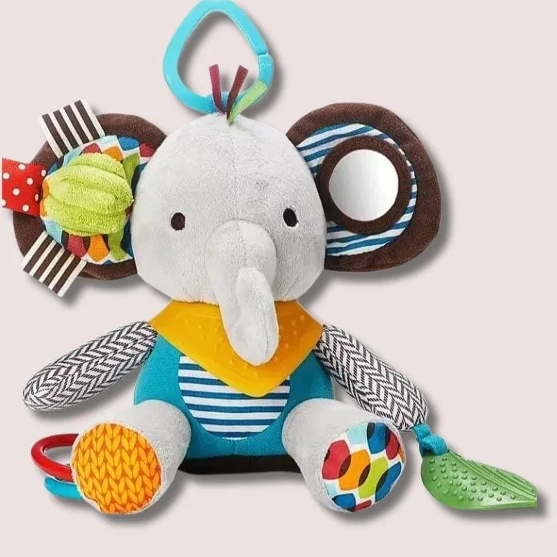 Jouet Montessori Bébé | Peluche Sensorielle Éléphant – Éveil Doux dès la Naissance